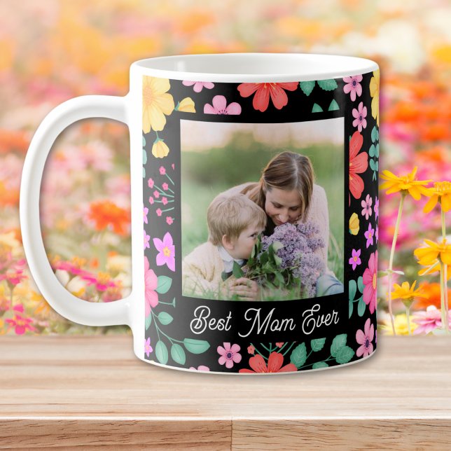 Mug Meilleure Maman Toujours Vibrant Floral Photo Coll (Créateur téléchargé)