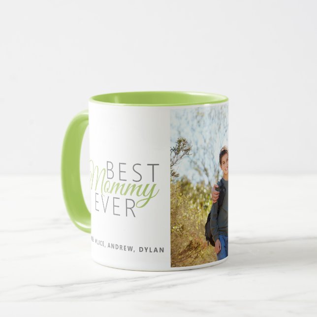Mug Meilleure maman verte customisée jamais une photo (Devant gauche)