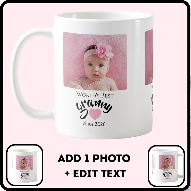 Mug Meilleure Mémé du Monde depuis Année Photo Mignonn (Créateur téléchargé)