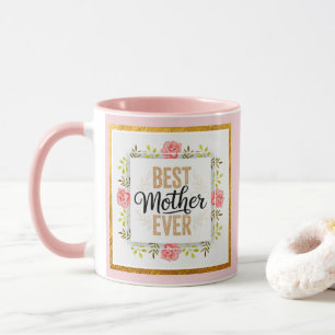 Mug "Meilleure Mère du Monde" Fleurs Roses Cadeau de F