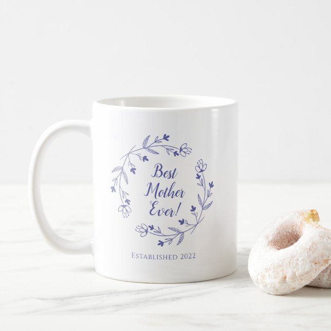 Mug Meilleure Mère Jamais Famille Florale Wreath Année (Avec donut)