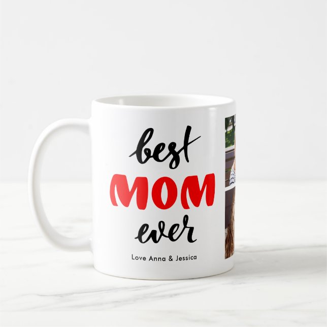 Mug Meilleure Mère Personnalisé Collage de Photos Fête (Gauche)