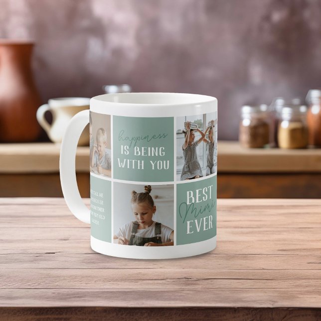Mug Meilleure Mimi Moderne Collage Photo Vert (Créateur téléchargé)