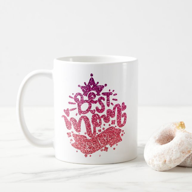 MUG MEILLEURE MOM JAMAIS PARTIES SCINTILLANT TYPOGRAPH (Avec donut)