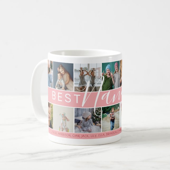 Mug Meilleure Nana Moderne Collage de Photos & Noms (Devant gauche)