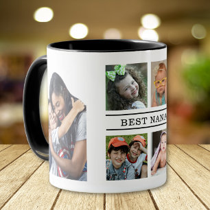 Mug Meilleure Nana Noir Et Blanc Petits-enfants 6 Phot