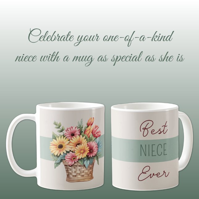 Mug Meilleure nièce jamais gerbera fleurs vert (Créateur téléchargé)