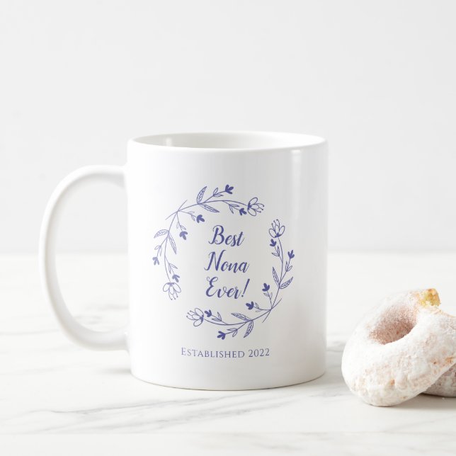 Mug Meilleure Nona Ever Couronne Fleurie Année Pervenc (Avec donut)
