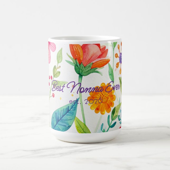 Mug Meilleure Nonna Fête des Mères Floral Clair  (Centre)