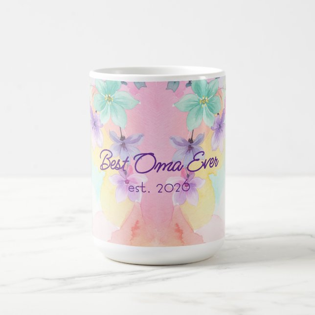 Mug Meilleure Oma Fête des Mères Floral Clair  (Centre)