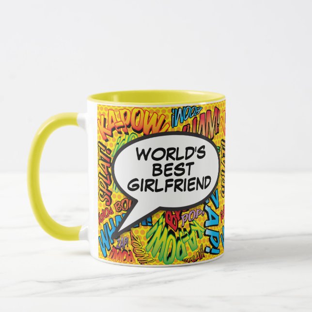 Mug Meilleure petite amie au monde Fun Retro Comic Pop (Gauche)