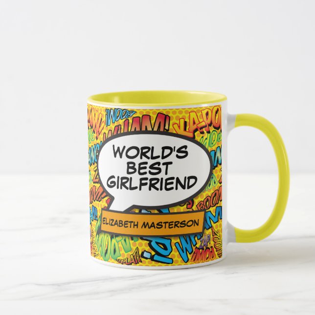 Mug Meilleure petite amie du monde Bande dessinée mode (Droite)
