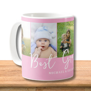 Mug Meilleure photo de grand-mère rose personnalisée