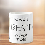 Mug Meilleure photo du beau-père du monde<br><div class="desc">Un cadeau amusant pour le meilleur beau-père du monde ! Vous pouvez personnaliser un côté de cette tasse avec une photo verticale. Le Meilleur Père-en-Belle du Monde est écrit en typographie amusante au milieu de la tasse. De l'autre côté de la tasse, vous pouvez personnaliser avec vos noms et l'année....</div>
