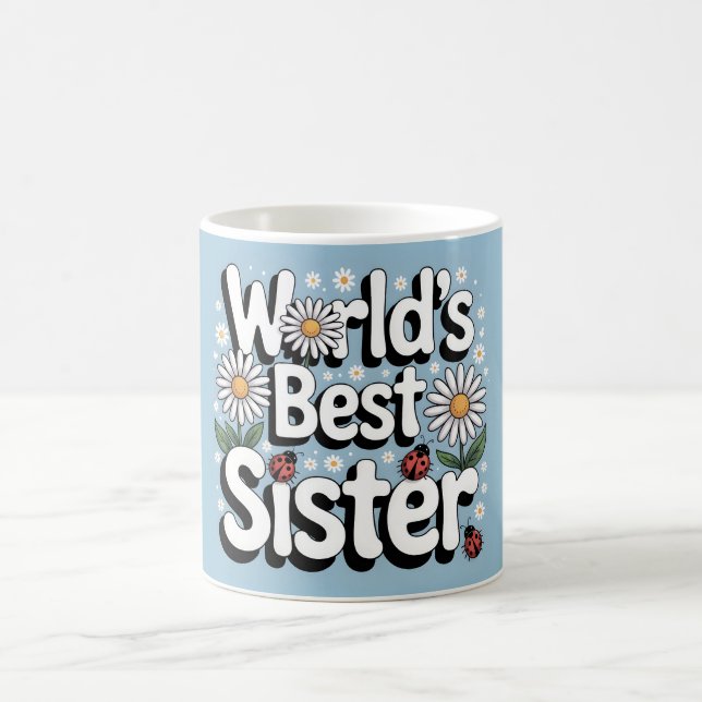 Mug Meilleure Sœur du Monde Graphique : Rétro Margueri (Centre)