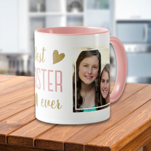 Mug Meilleure Sœur Jamais 2 Photo Rose Et Or Cadeau