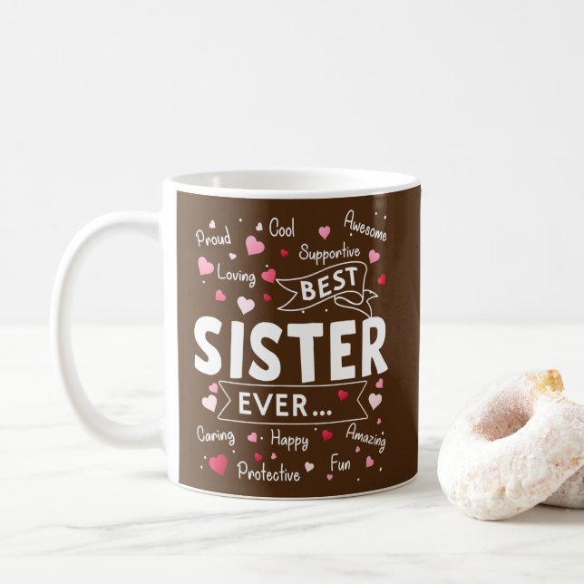 Mug Meilleure Soeur Jamais Drôle Première Fois Soeur M (Avec donut)