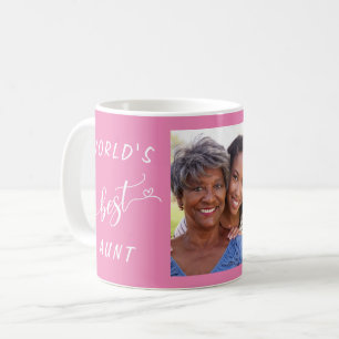 Mug Meilleure tante du monde photo personnalisée rose