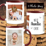Mug Meilleure Tante Ever 2 Photo Collage Blanc<br><div class="desc">Deux plus grand collage photo meilleure tante jamais design modèle. Facile de changer les photos ! Choisissez vos images préférées et utilisez les options de personnaliser.</div>