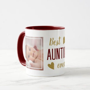 Mug Meilleure Tante Ever 2 Photo Maroon & Gold Keepsak