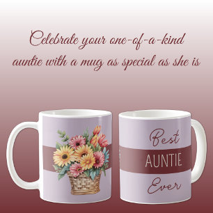 Mug Meilleure tante jamais gerbera fleurs bourgogne