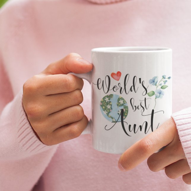 Mug Meilleure Tante Jamais Jolie Aquarelle Fleurs Boho (Créateur téléchargé)