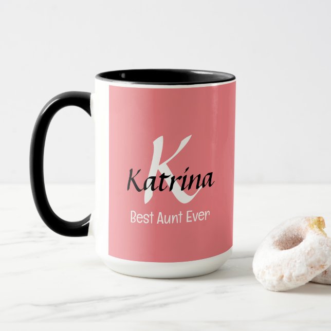 Mug Meilleure tante jamais Monogramme Nom personnalisé (Avec donut)