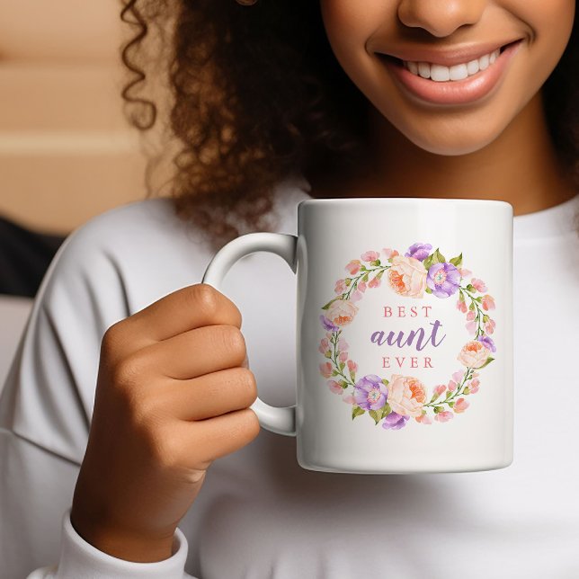 Mug Meilleure tante jamais rose florale (Créateur téléchargé)