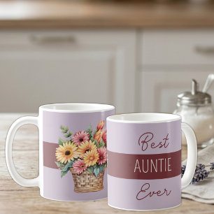 Mug Meilleure tata jamais fleurs de gerbera bordeaux