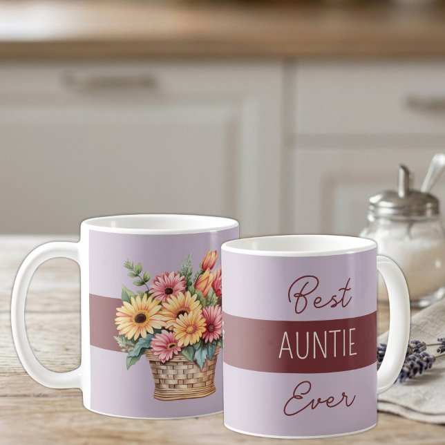Mug Meilleure tata jamais fleurs de gerbera bordeaux (Créateur téléchargé)