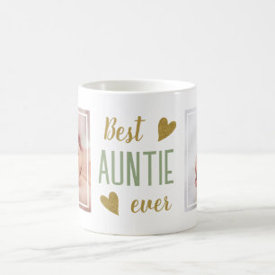 Mug Meilleure Tatie Ever 2 Photo Vert Sage Et Or