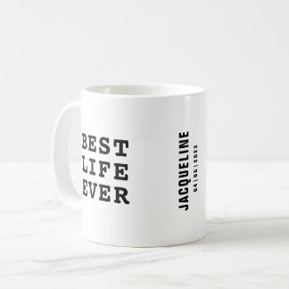 Mug Meilleure vie personnalisée en noir et blanc