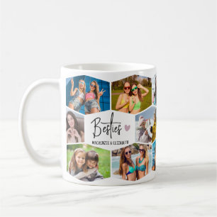 Mug Meilleures amies 14 Collage de photos Motif Hexago