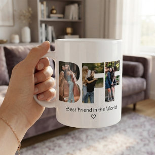 Mug Meilleures Amies Collage Photo Moderne Chic