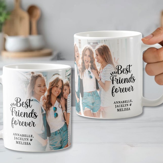 Mug Meilleures Amies Pour Toujours Script 2 Photo (Best Friends Forever Script 2 Photo Coffee Mug )