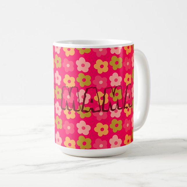 Mug Meilleures Fleurs Mama Rouge Rose (Devant droit)