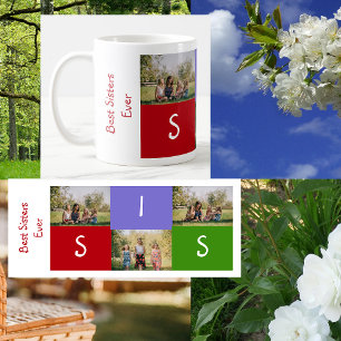 Mug Meilleures soeurs jamais SIS Love 3 photos gauche