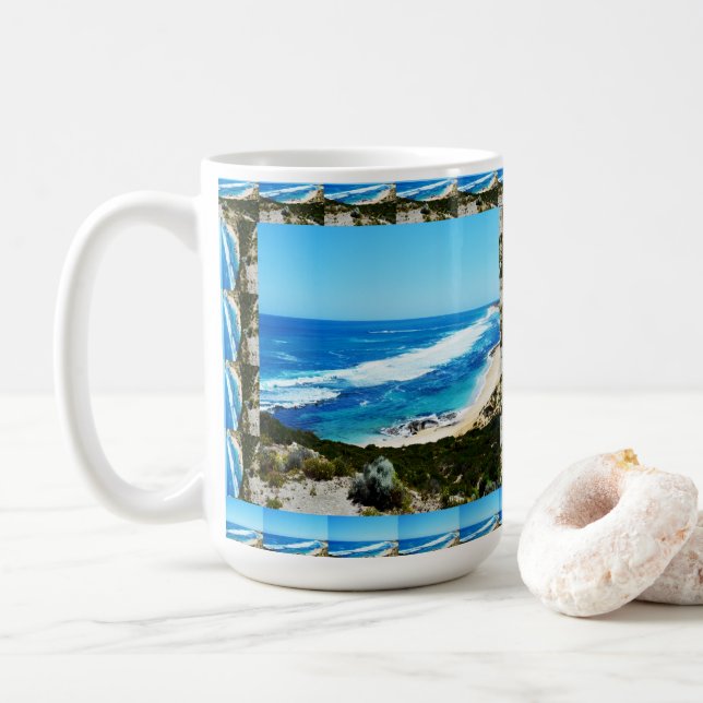 Mug Meilleures vues de plage encadrées, (Avec donut)