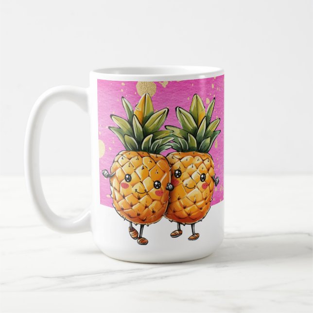 Mug Meilleurs amis Ananas Kawaii Ananas mignon rose (Gauche)