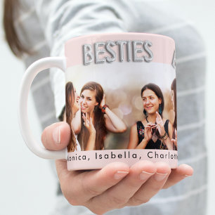 Mug Meilleurs amis blush rose argent besties photo