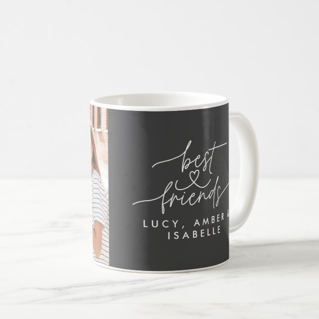 Mug Meilleurs amis coeur script photo élégant gris (Devant droit)