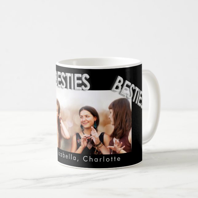 Mug Meilleurs amis noir argent besties photo (Devant droit)