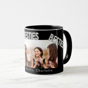 Mug Meilleurs amis noir argent besties photo