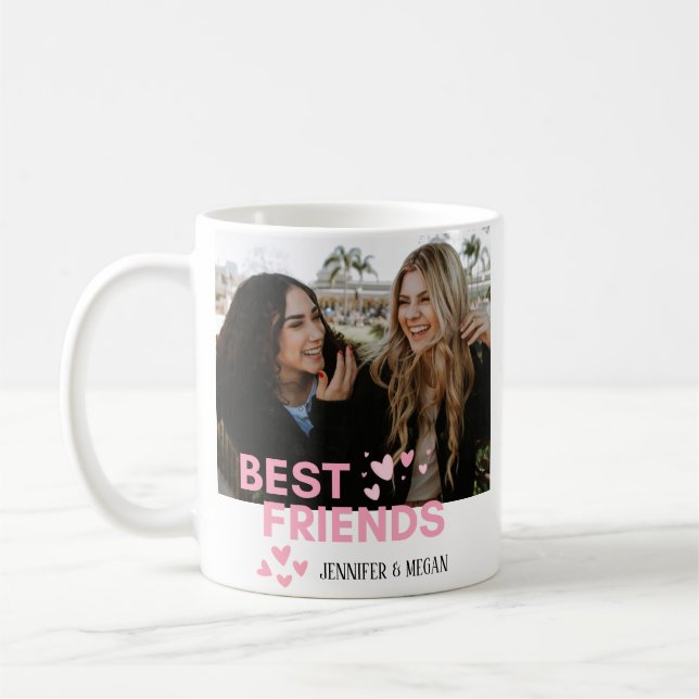 Mug Meilleurs Amis Photo Rose Noms Personnalisés (Gauche)