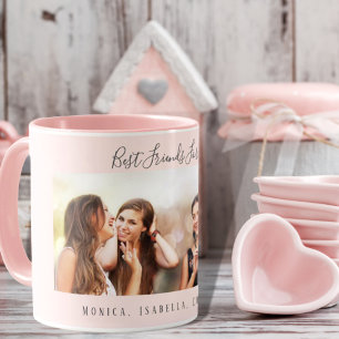 Mug Meilleurs amis pour toujours noms de photo rose pâ