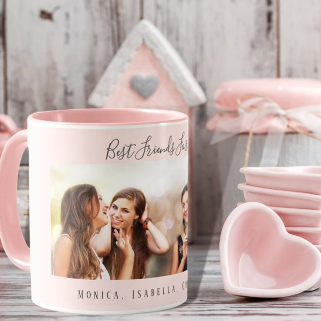 Mug Meilleurs amis pour toujours noms de photo rose pâ (Créateur téléchargé)