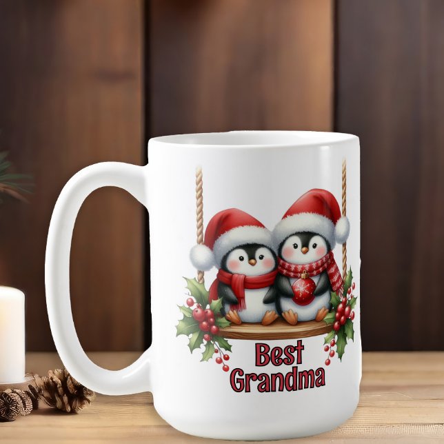 Mug Meilleurs Manchots de Noël Grand-Mère (Cute penguins Best Grandma Christmas mug)