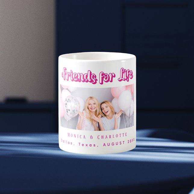 Mug Meilleurs noms de photo amis blanc rose (Créateur téléchargé)