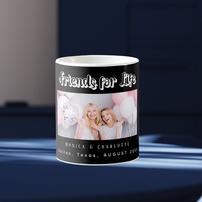 Mug Meilleurs noms de photo Amis noir blanc (Créateur téléchargé)