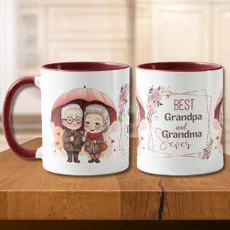 Mug Meilleurs papy et mamie tenant un parapluie